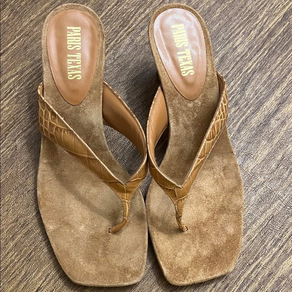 Paris Texas Tan Suede and Leather Sandals
